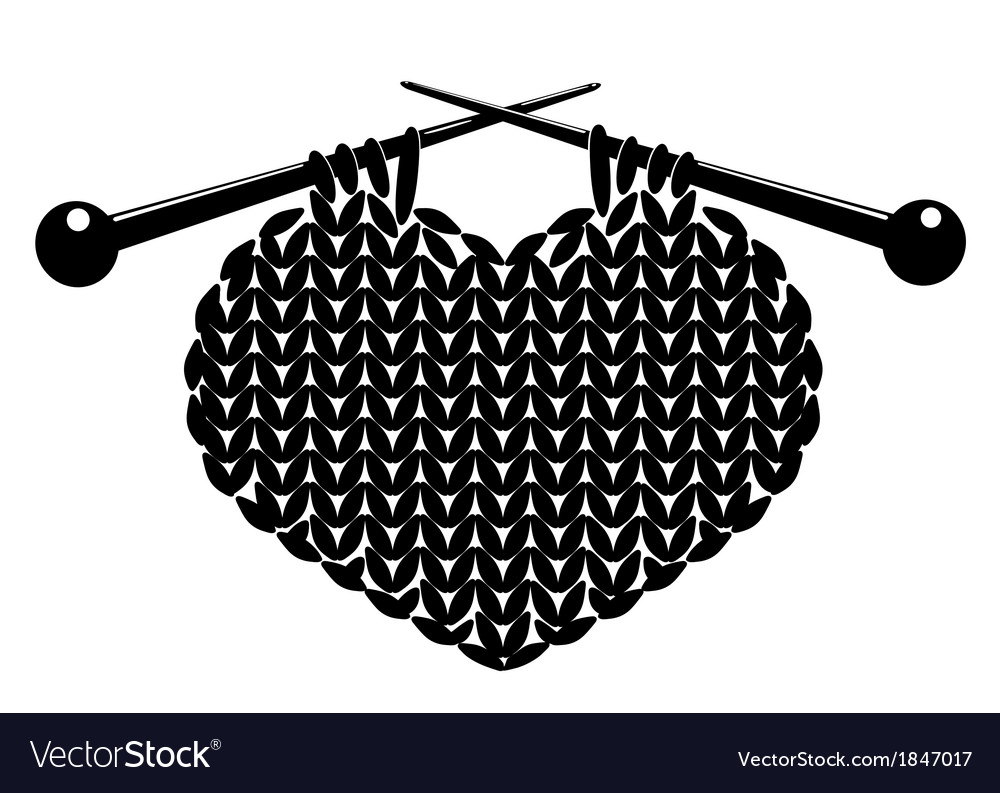 Download Silhouette of knitting heart Royalty Free Vector Image