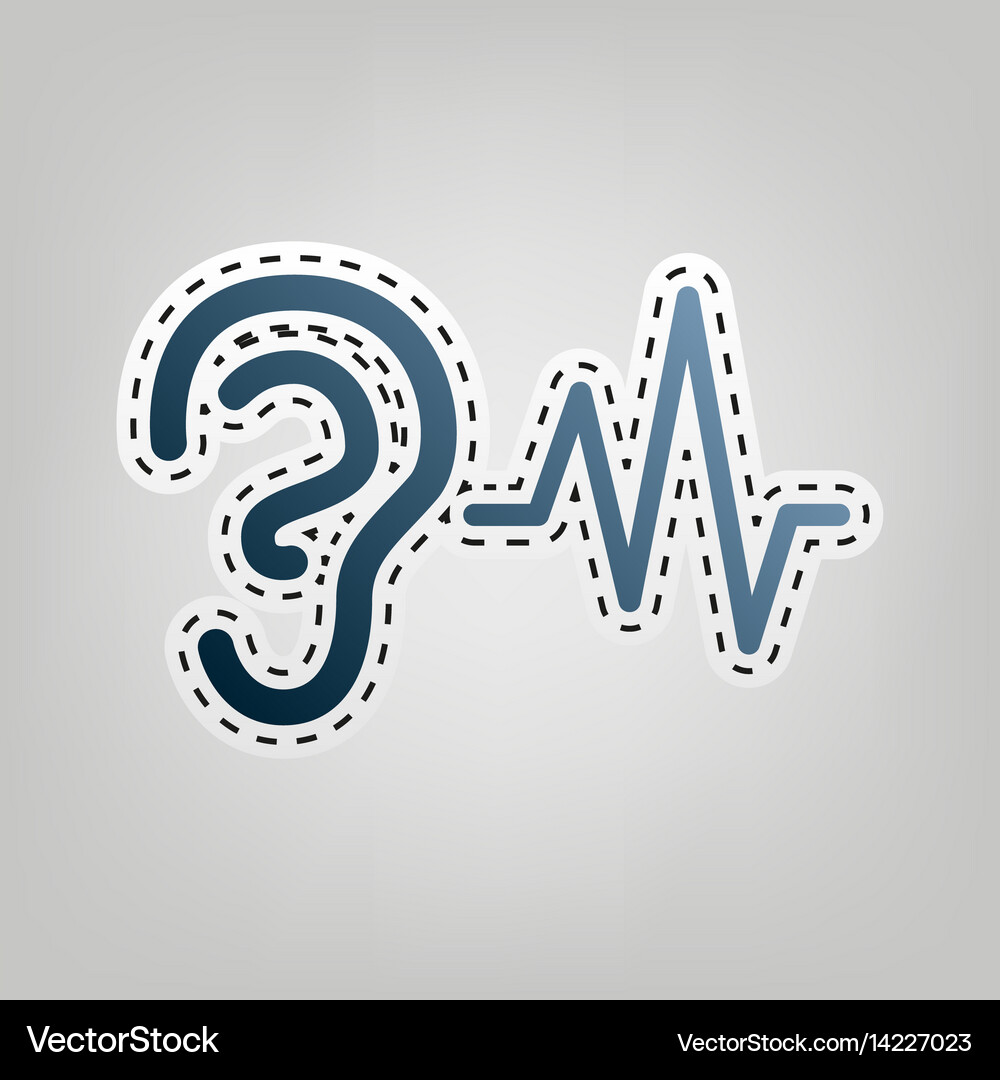 Ear hearing sound sign blue icon Royalty Free Vector Image