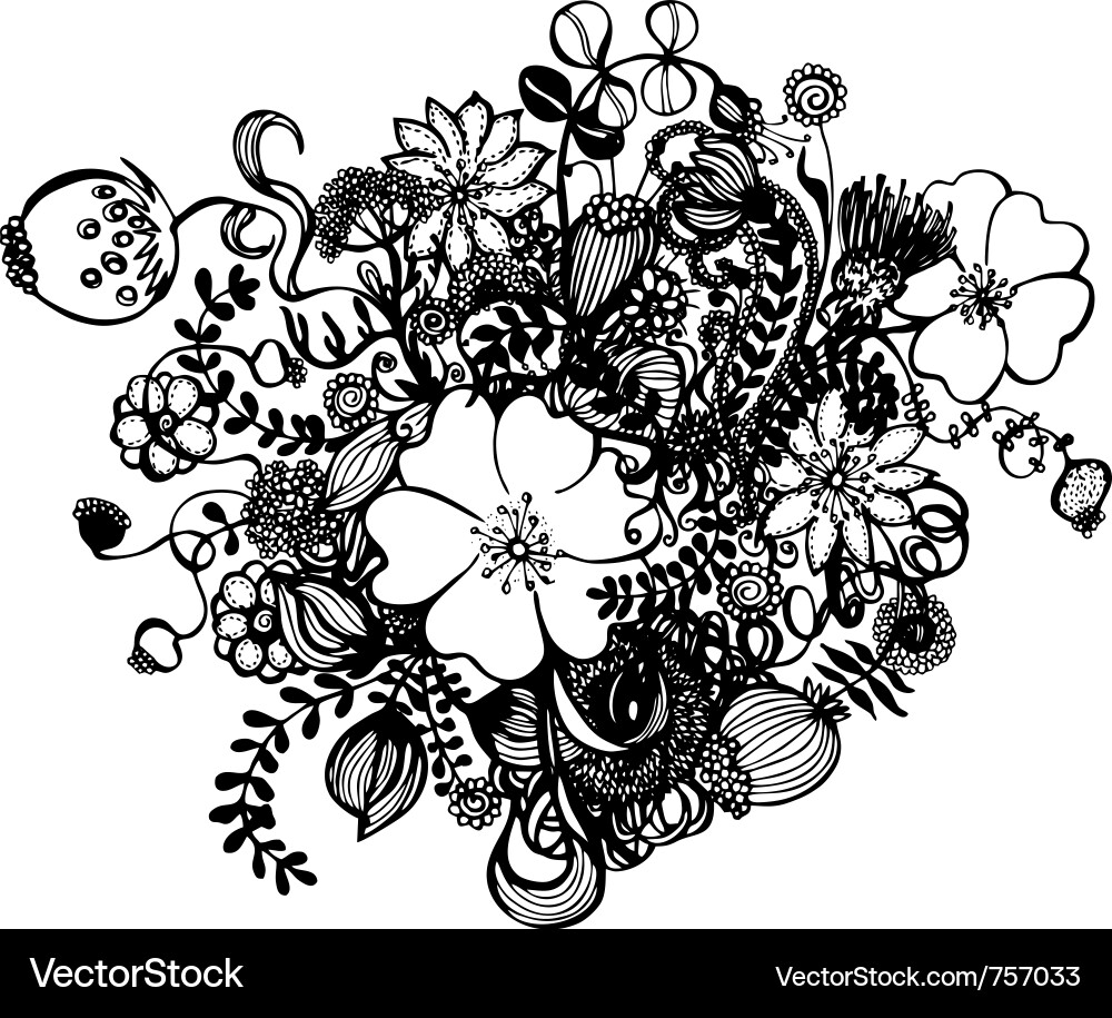 Black and white flowers Royalty Free Vector Image