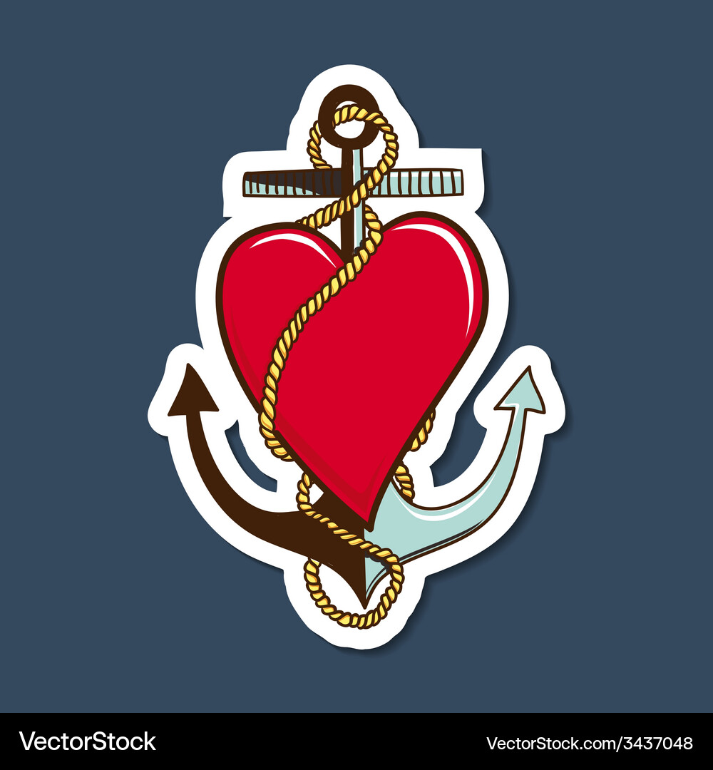 Heart with anchor Royalty Free Vector Image VectorStock
