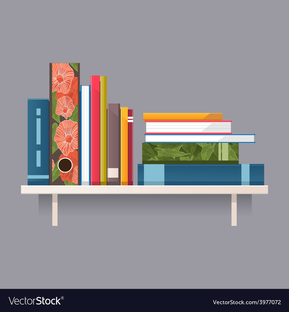 Colorful books on a shelf Royalty Free Vector Image