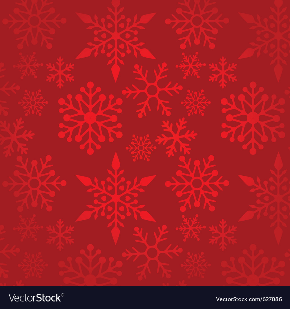 Christmas Red Background With Snowflakes Pattern Vector Image