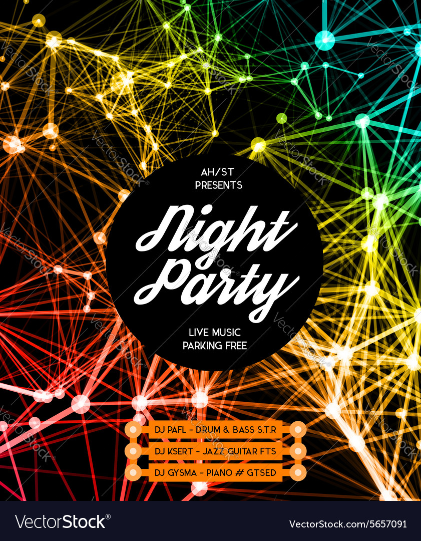 Night Disco Party Poster Background Royalty Free Vector