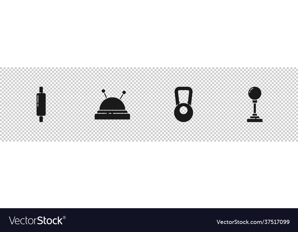 Set rolling pin needle bed and needles Royalty Free Vector