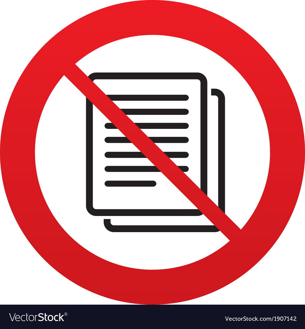No Copy file sign icon Duplicate document symbol Vector Image