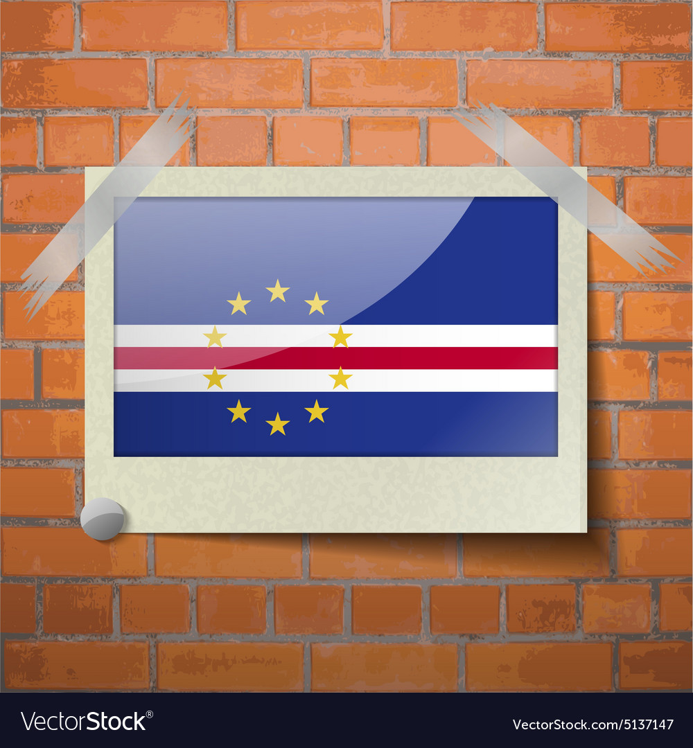 Flags Cape Verde Scotch Taped To A Red Brick Wall Vector Image Cabo verde flags