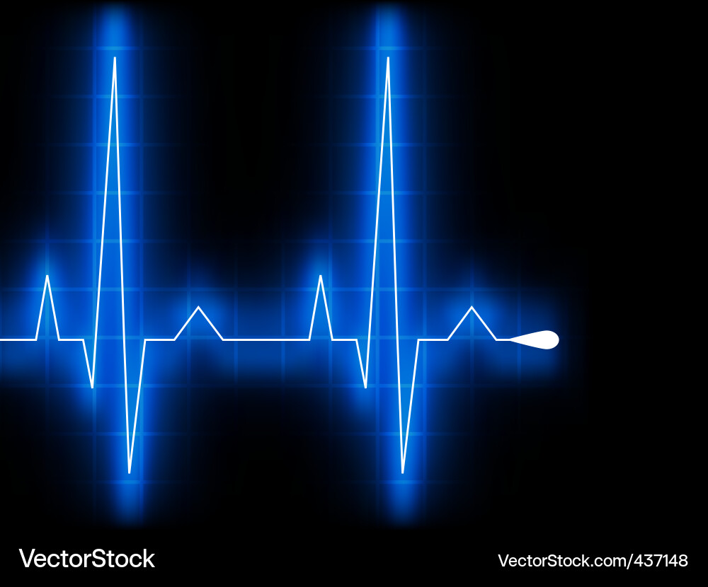 Blue heart beat EKG graph Royalty Free Vector Image