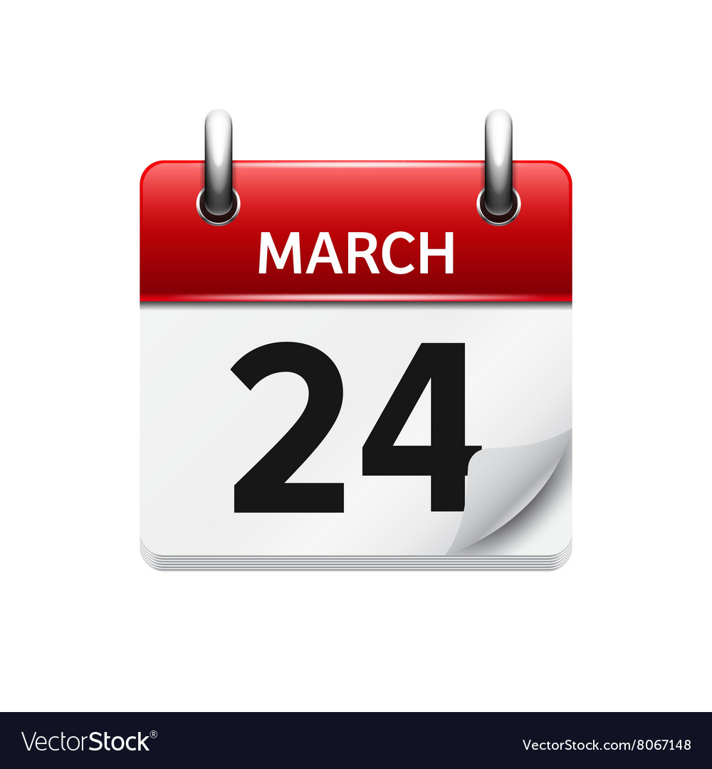March 24 flat daily calendar icon Date Royalty Free Vector