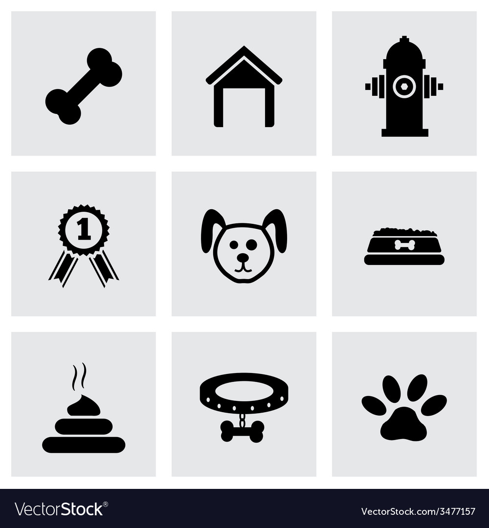 Black dog icon set Royalty Free Vector Image - VectorStock