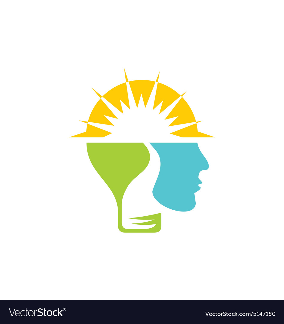 Human brain sun shine abstract idea logo Vector Image