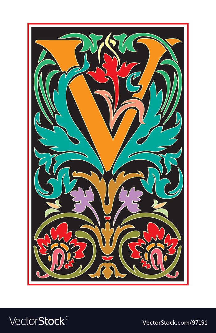 victorian letter v royalty free vector image vectorstock victorian letter
