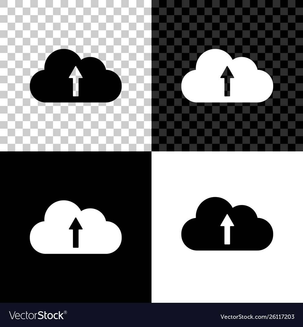Cloud upload icon isolated on black white Vector Image