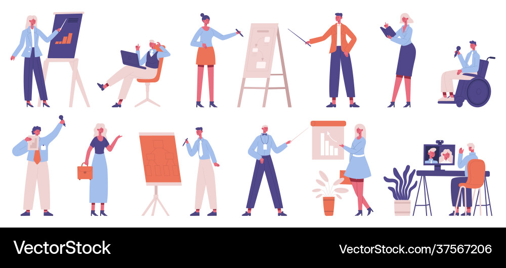 Business trainers office team training Royalty Free Vector