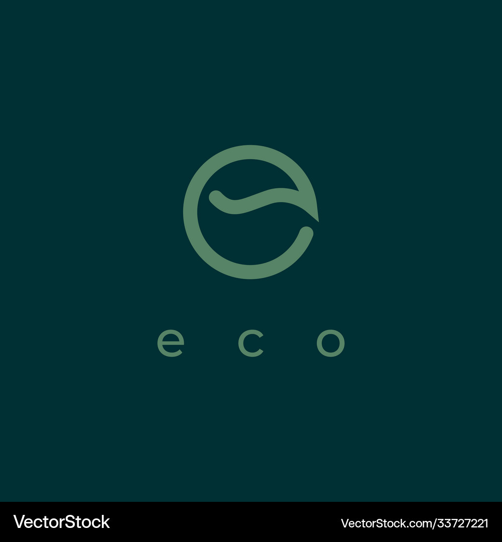 Letter e with leaf shape logo design template eco Vector Image