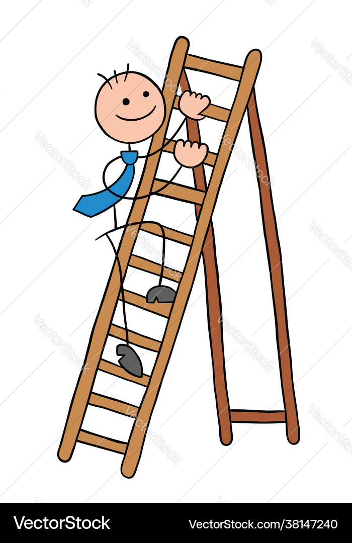 Stickman businessman character climbing Royalty Free Vector
