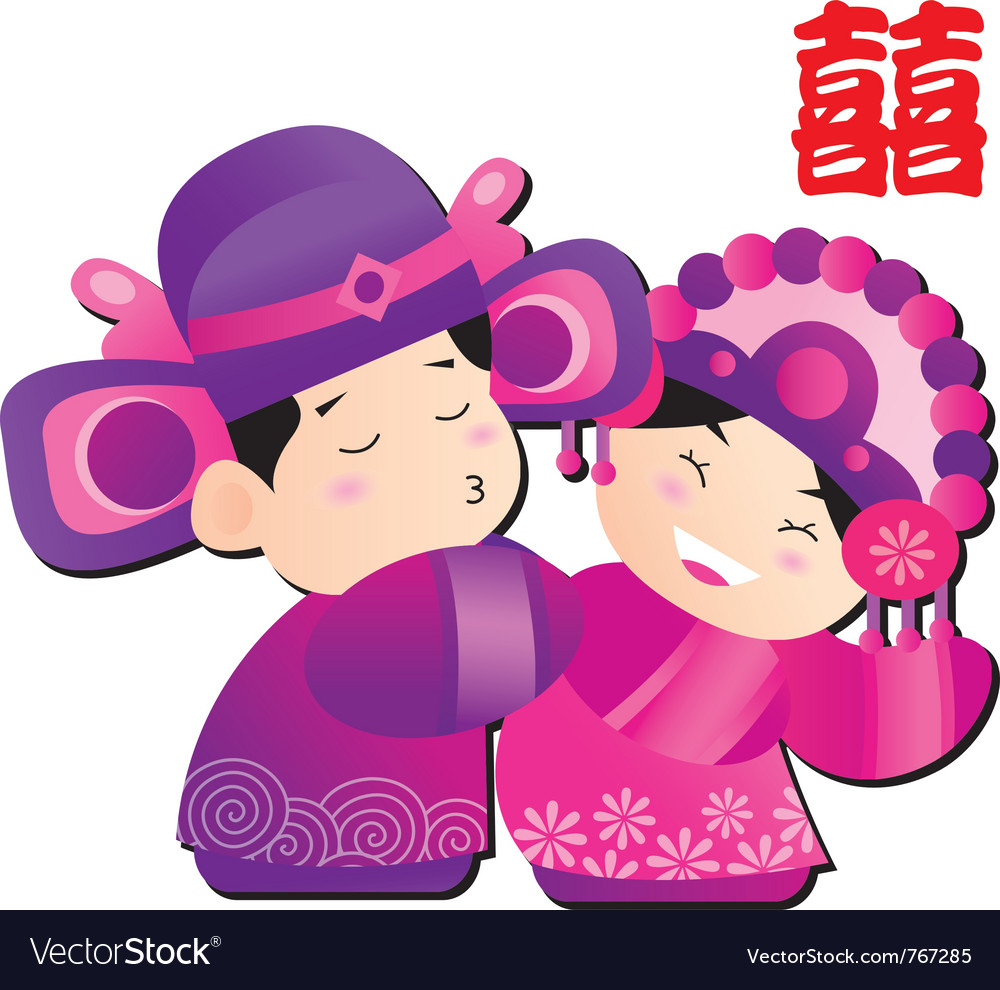 Chinese Wedding Cartoon Royalty Free Vector Image Chinese Wedding Cartoon Vector Image