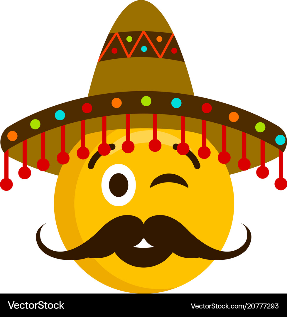 Happy emoji with a mexican hat Royalty Free Vector Image