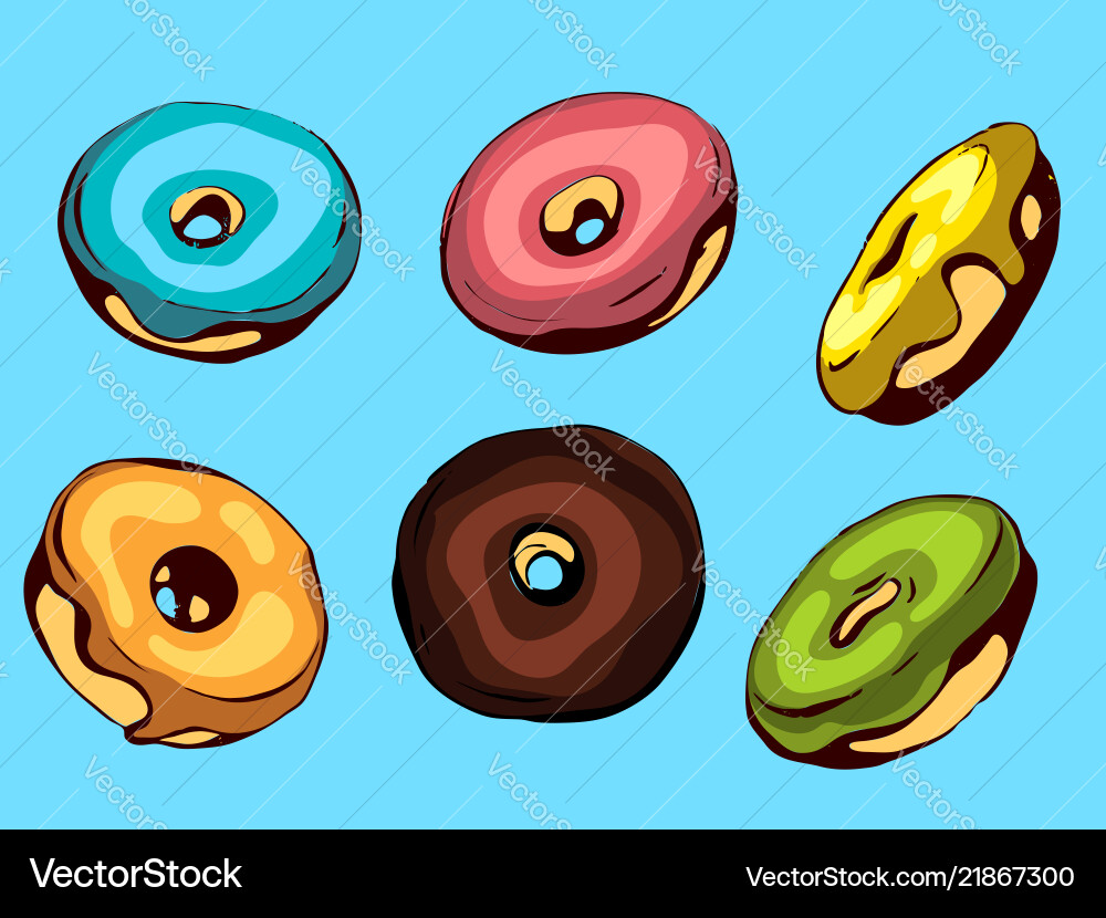 Donuts set Royalty Free Vector Image - VectorStock