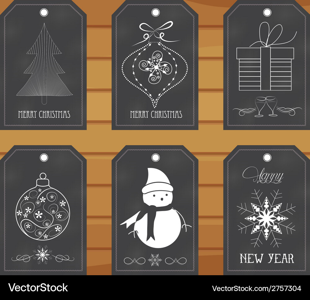 Chalkboard gift tags hand drawn vintage Royalty Free Vector