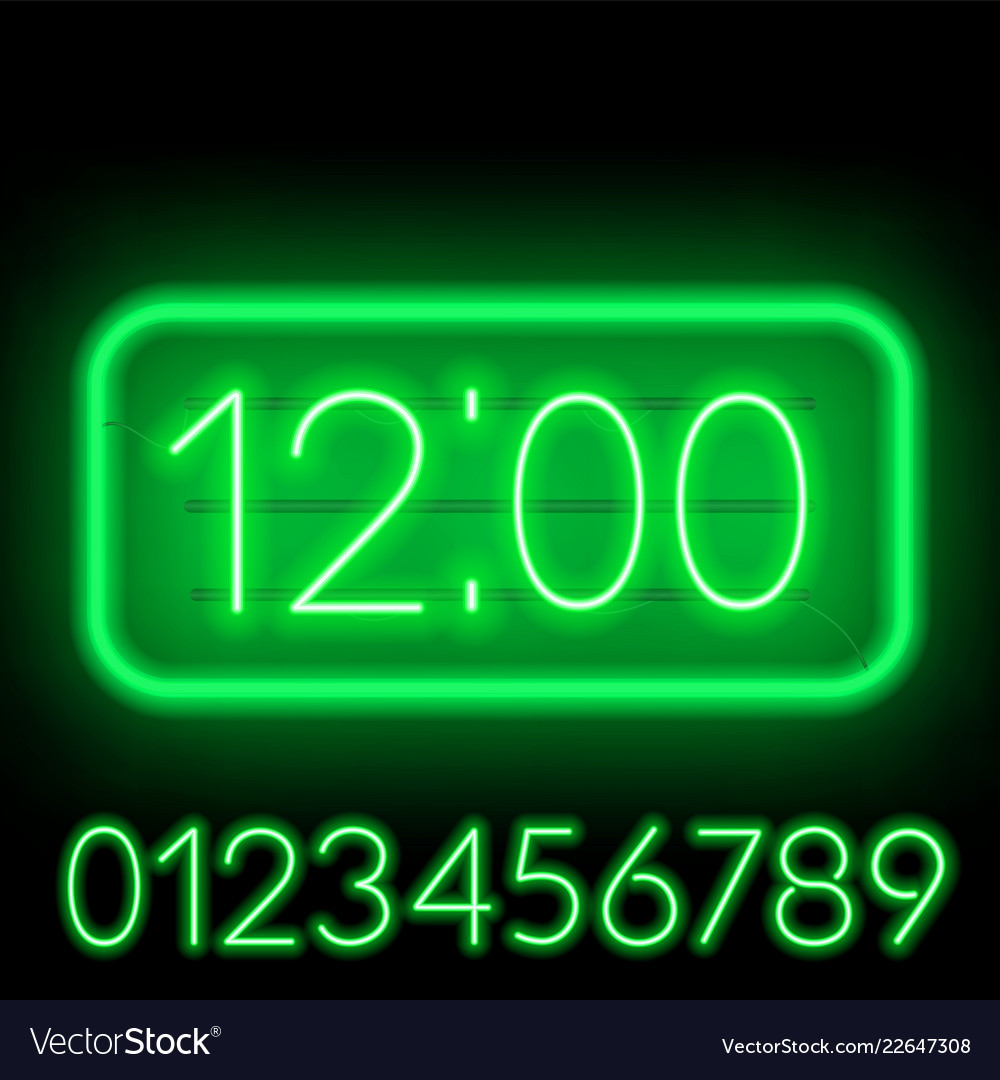 Template clock on a dark background bright neon Vector Image