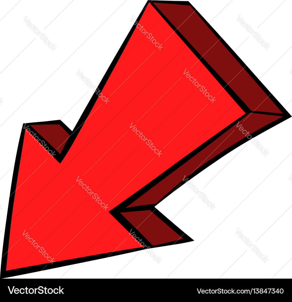 Download Red left down arrow icon icon cartoon Royalty Free Vector