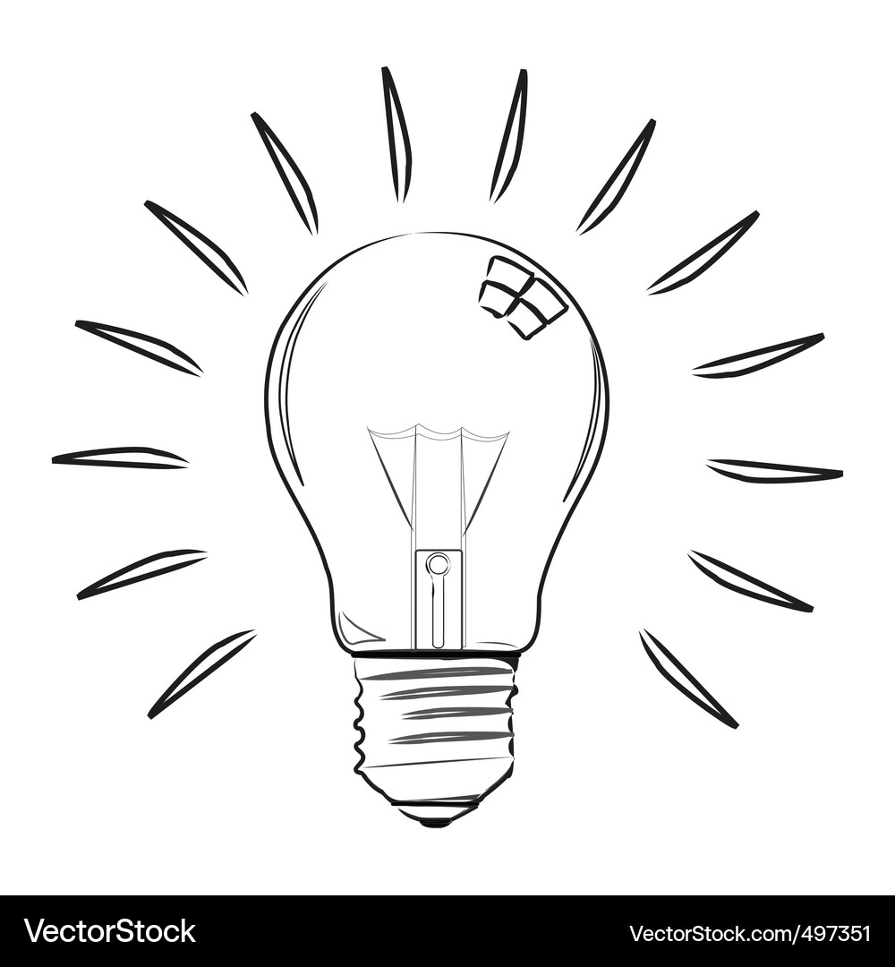 Sketchy electric bulb Royalty Free Vector Image