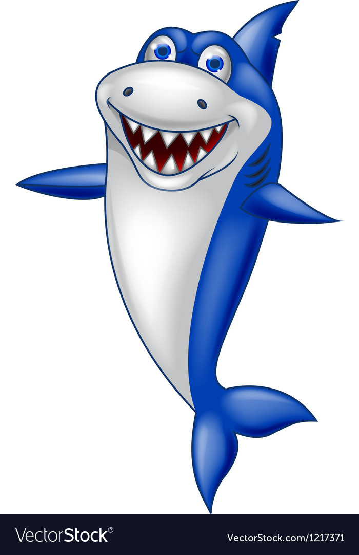 cute smiling shark cartoon vector 1217371