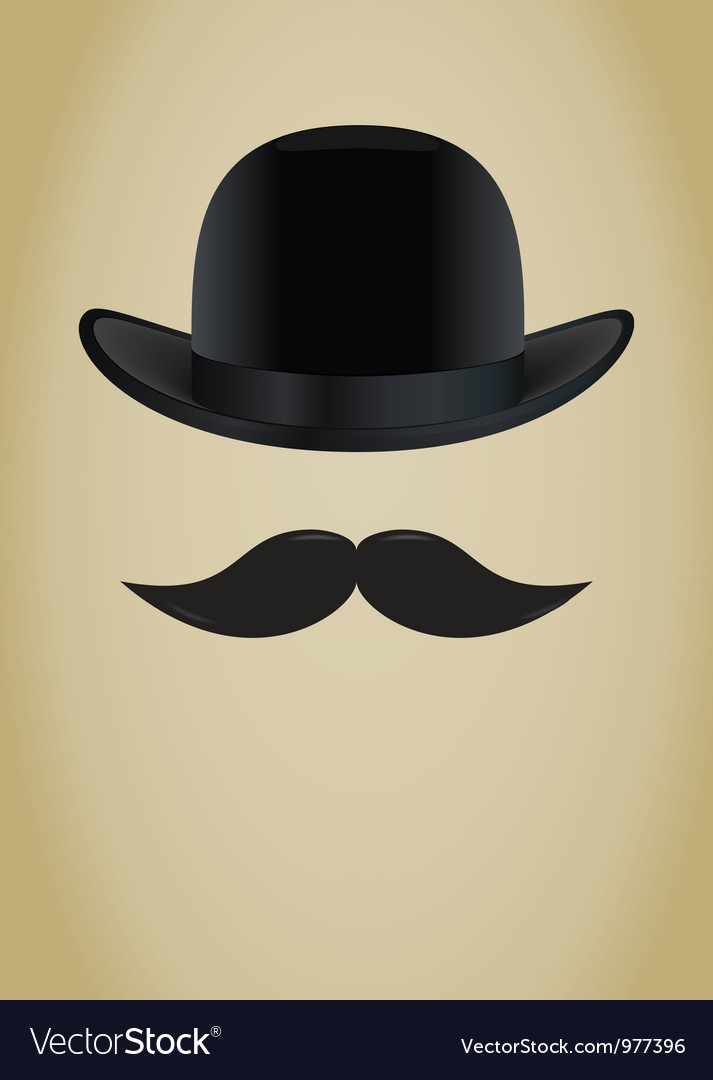 Bowler hat and moustache Royalty Free Vector Image