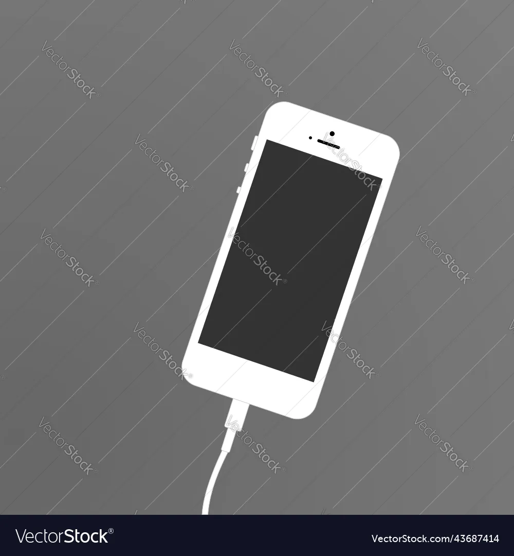 White smart phone charging flat design vector image