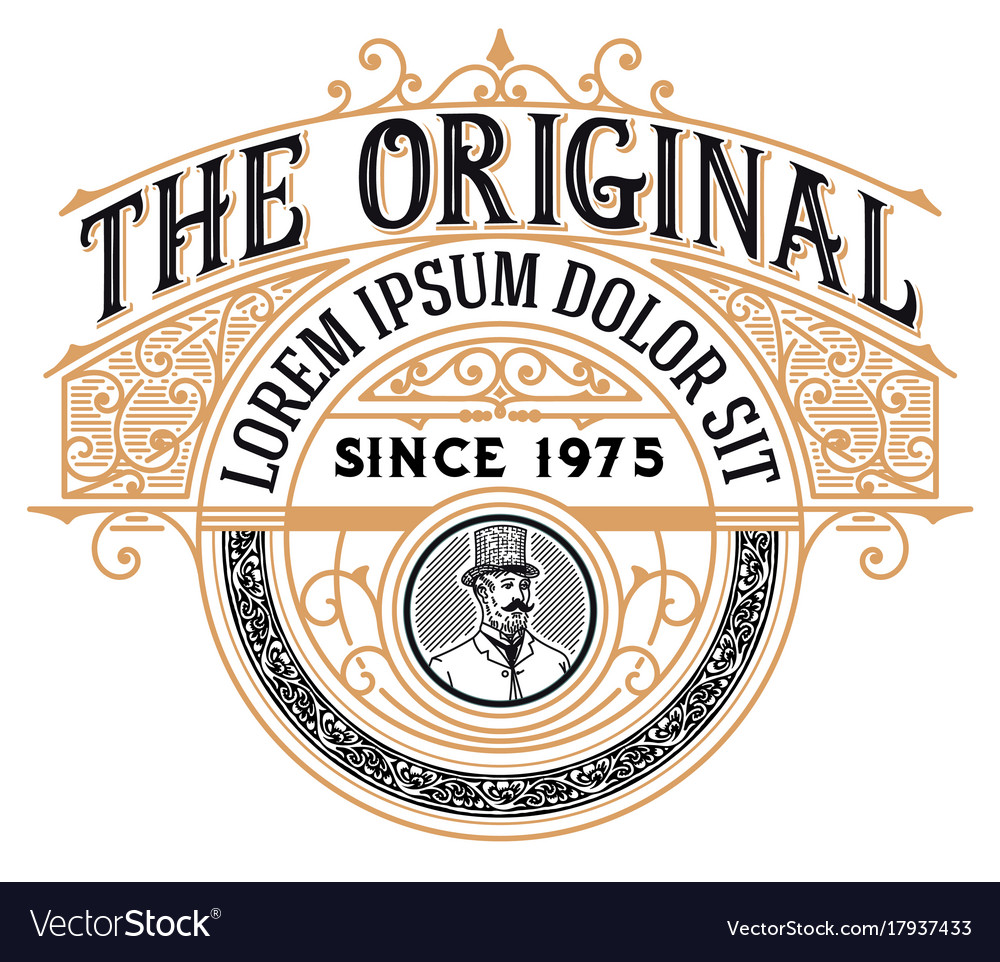 Download Vintage logo with victorian details Royalty Free Vector