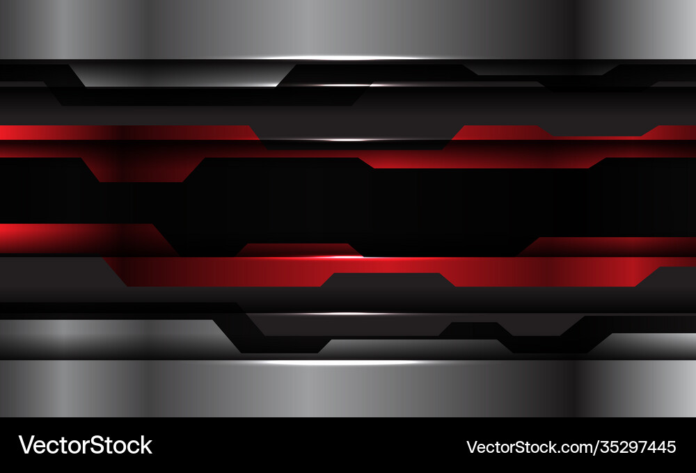 Abstract red black metallic silver cyber Vector Image