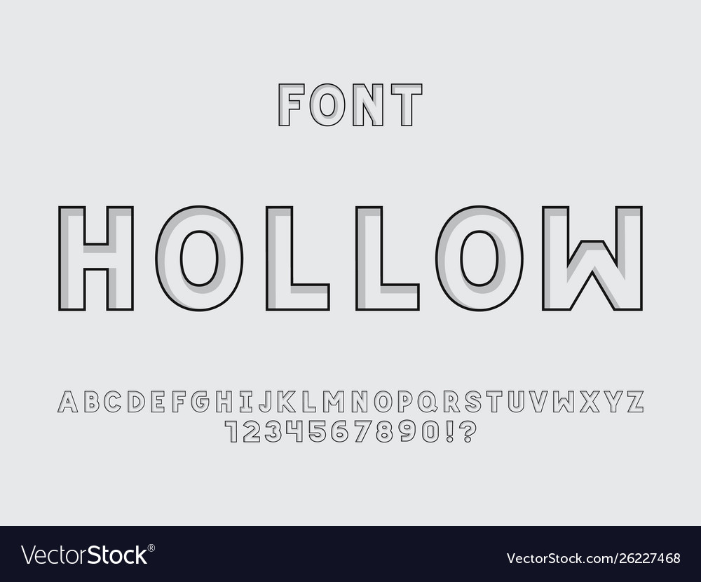 Hollow font alphabet Royalty Free Vector Image