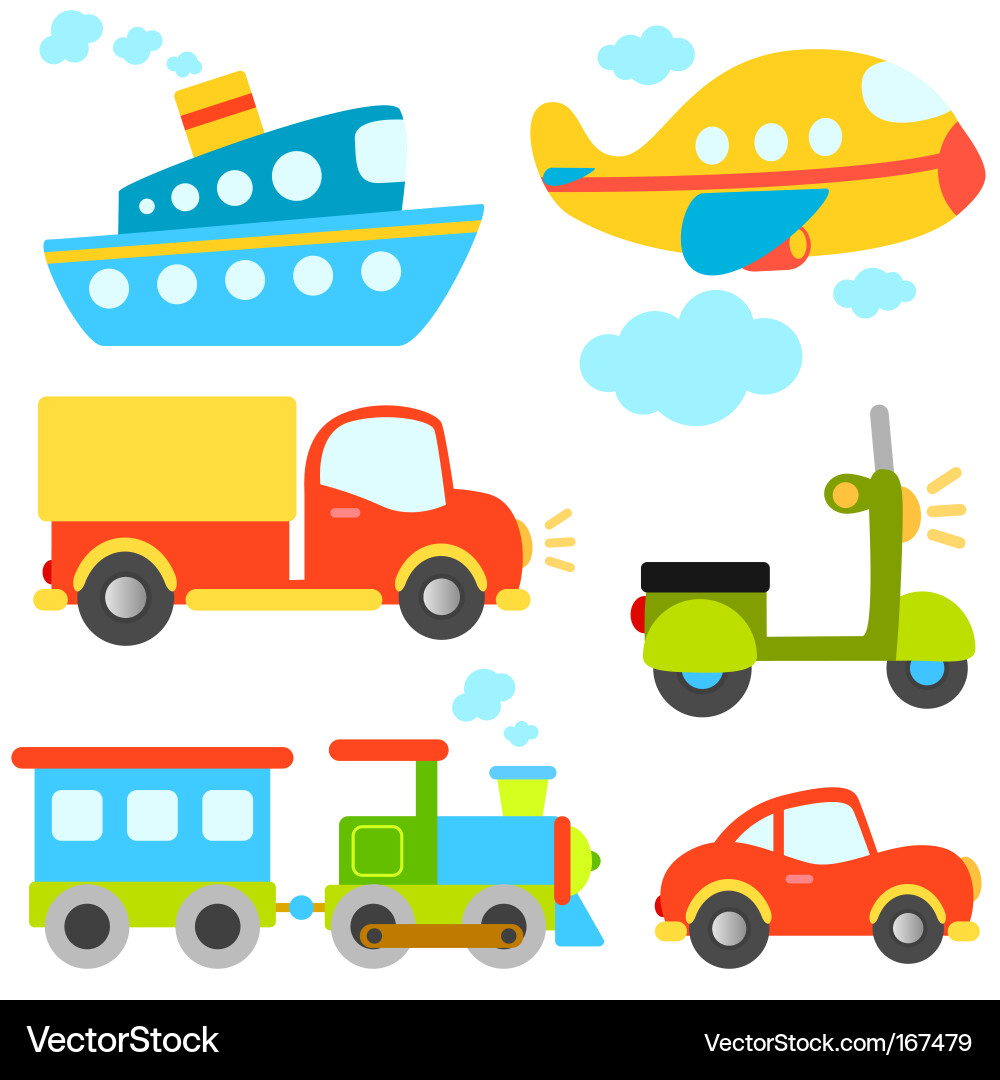 Cartoon vehicles set Royalty Free Vector Image