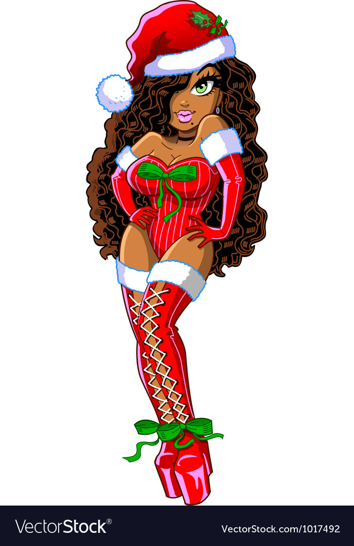 Sexy African American Christmas Girl Royalty Free Vector-4457