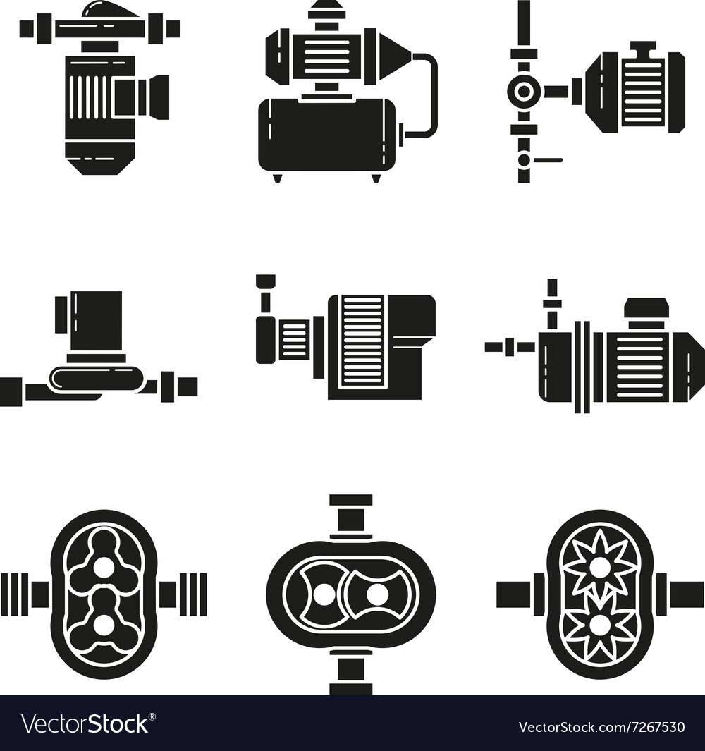 Water pump black icons sets Royalty Free Vector Image