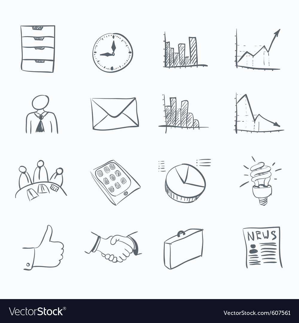 Business sketch icons Royalty Free Vector Image