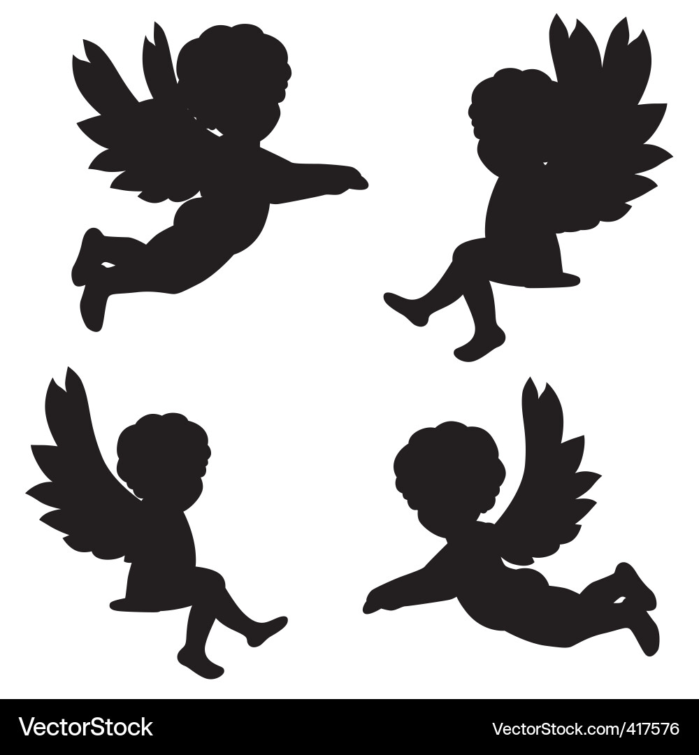Download Silhouettes of angels Royalty Free Vector Image