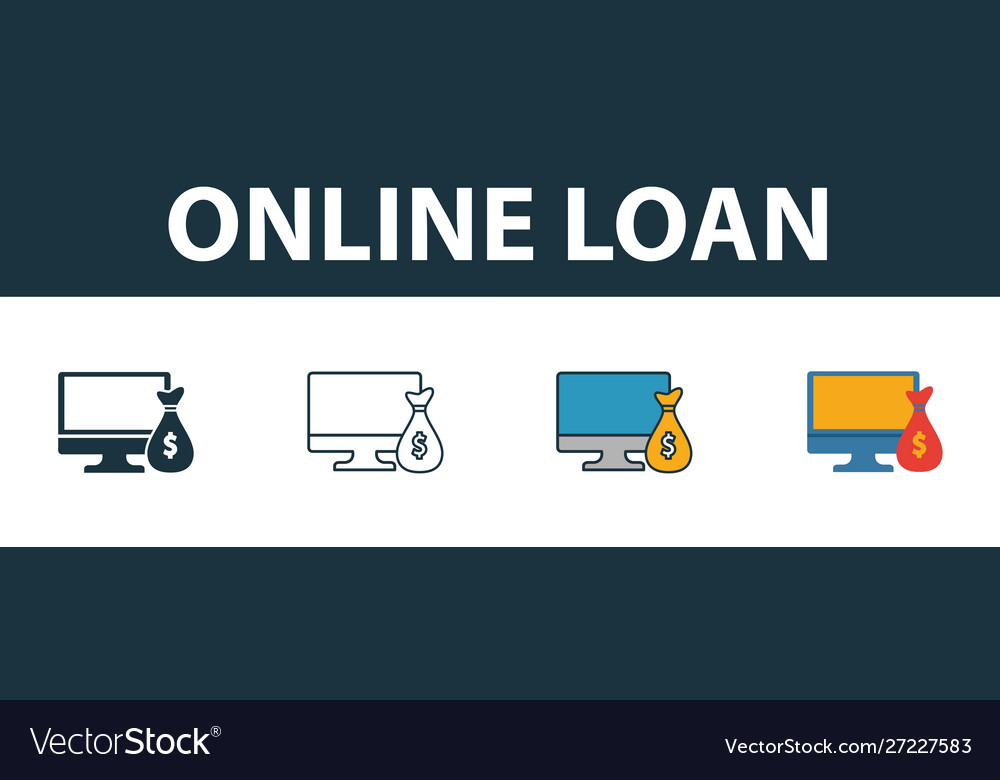 Online loan icon set premium symbol in different Vector Image
