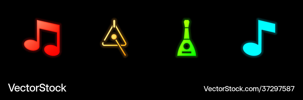Set music note tone triangle balalaika and icon Vector Image