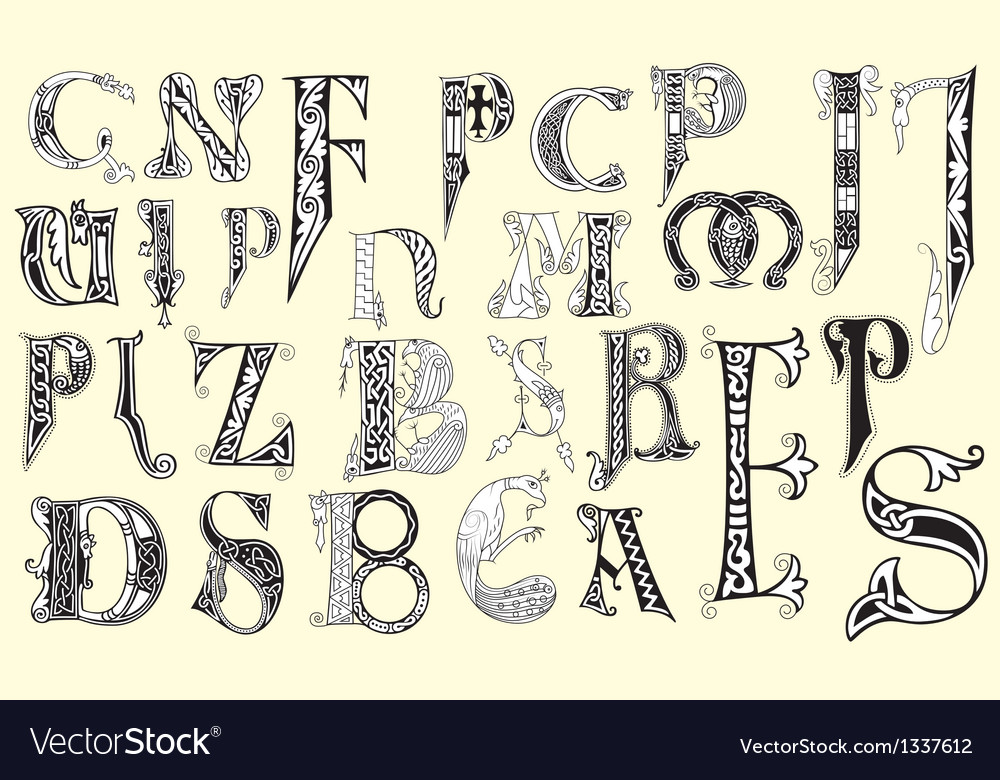 Various medieval capital letters Royalty Free Vector Image