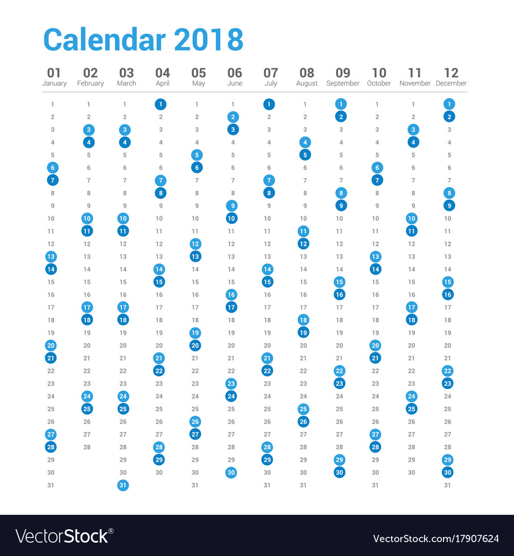 vertical calendar 2018