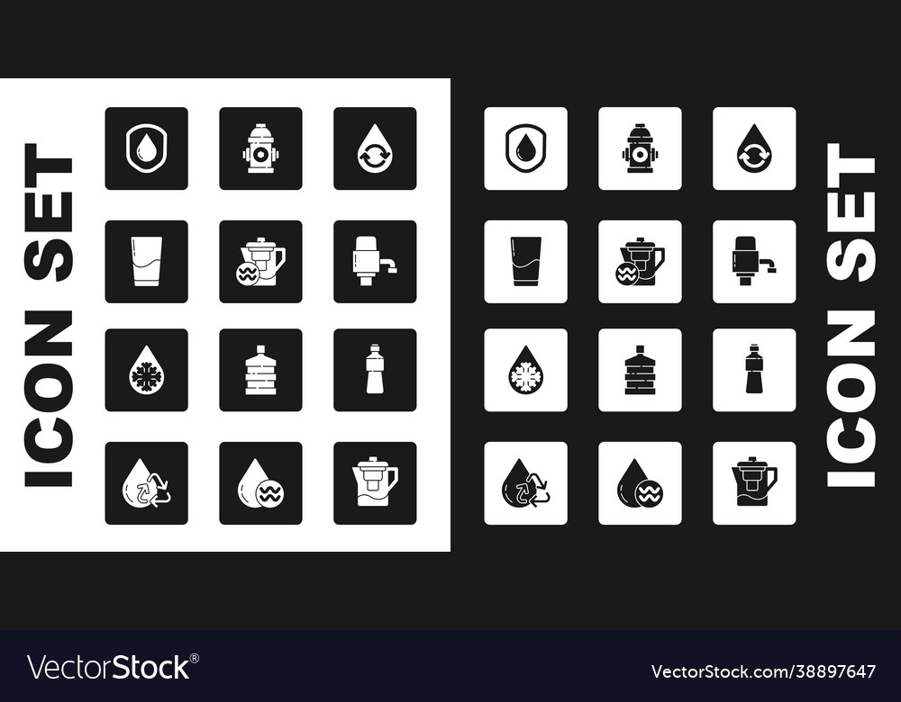 Set recycle clean aqua water jug with filter Vector Image
