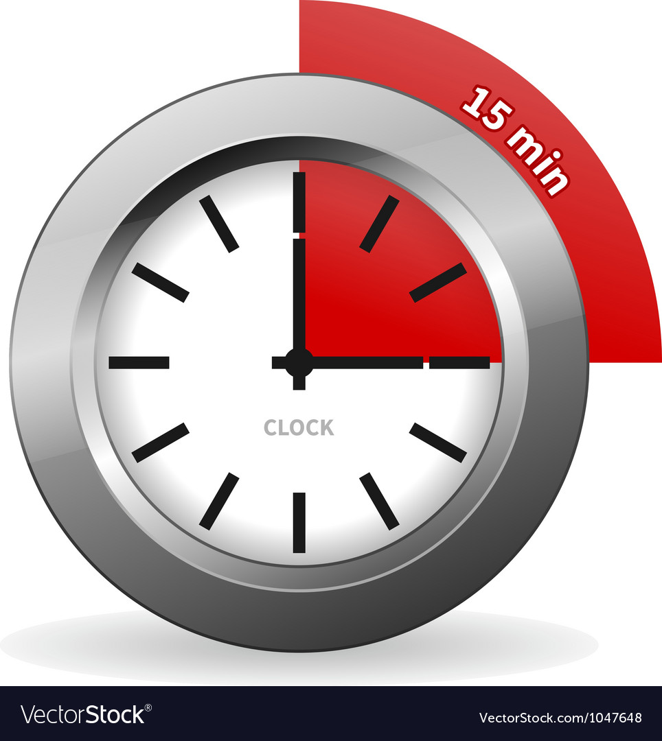 clock 15 minutes to go royalty free vector image vectorstock set timer 15 min