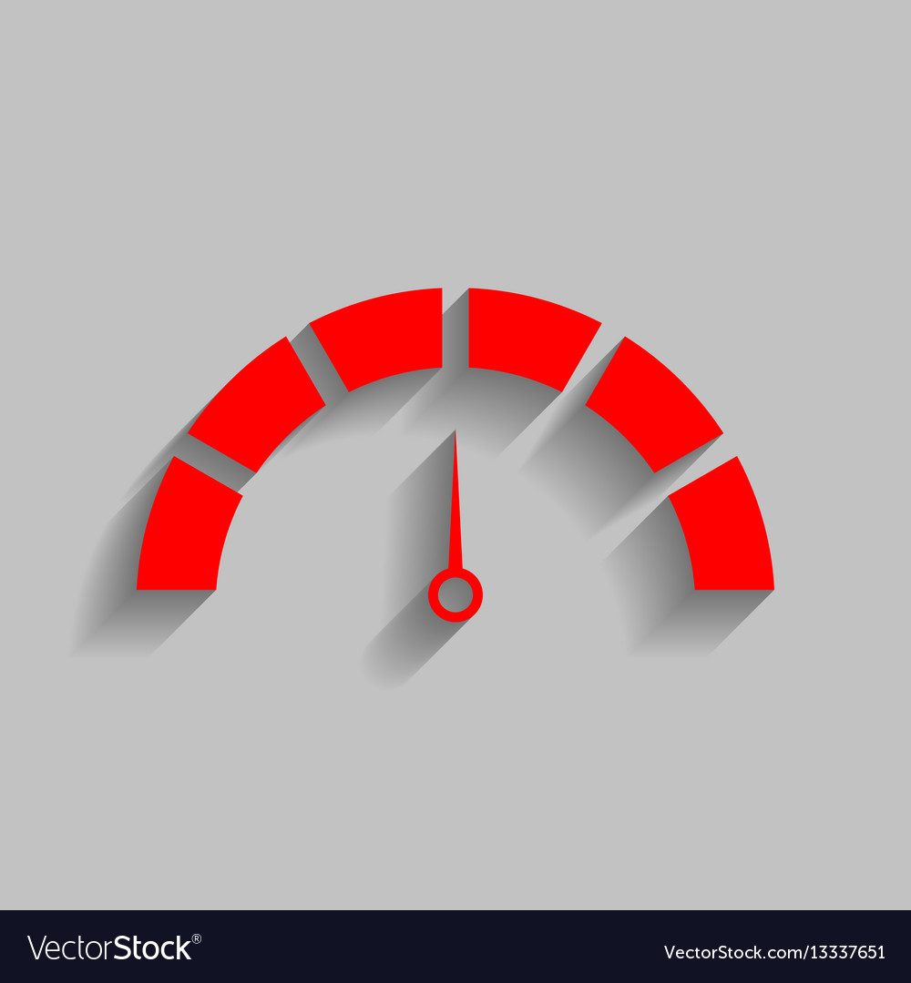 Speedometer sign red icon Royalty Free Vector Image