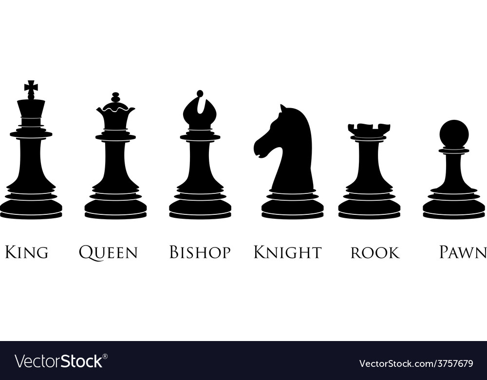 Black chess pieces with names Royalty Free Vector Image VectorStock