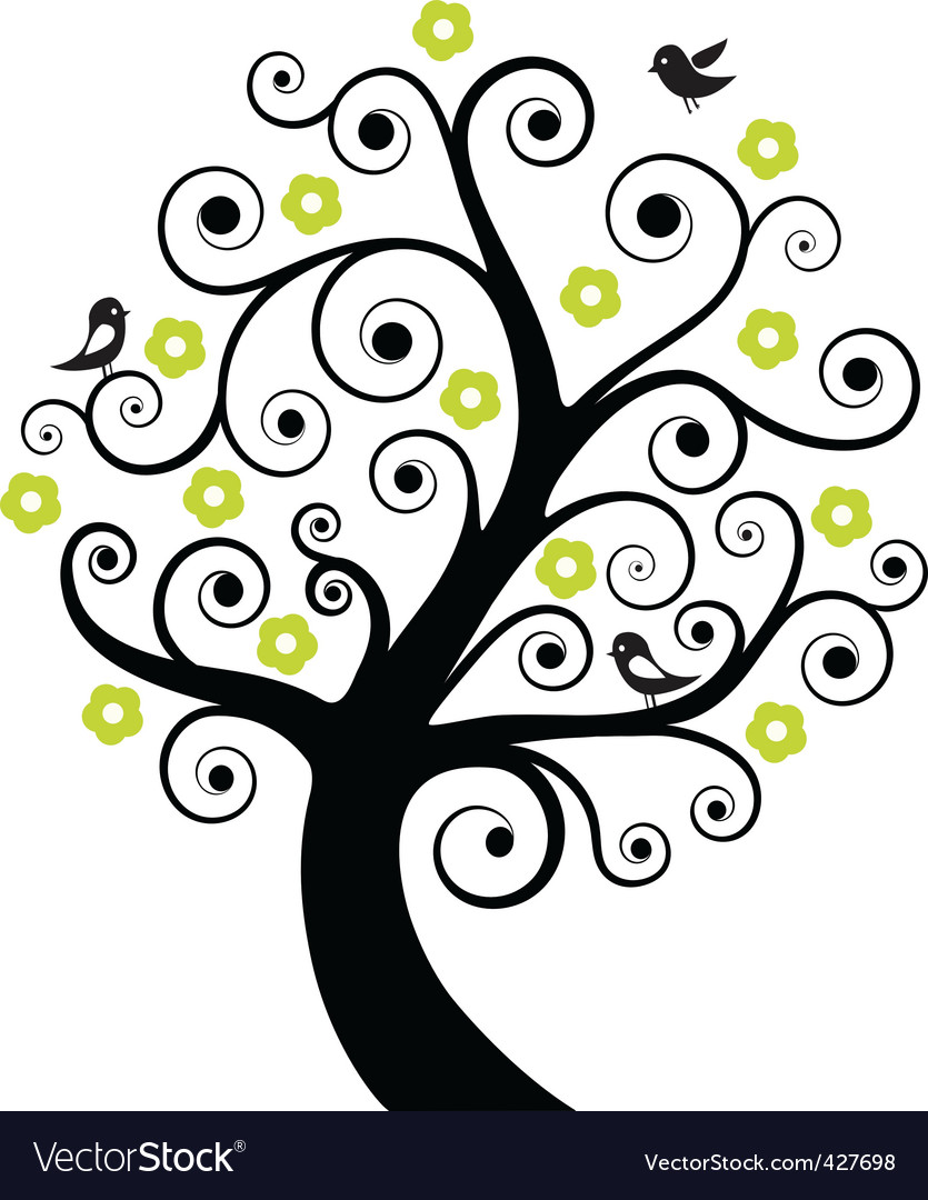 Tree with birds Royalty Free Vector Image - VectorStock