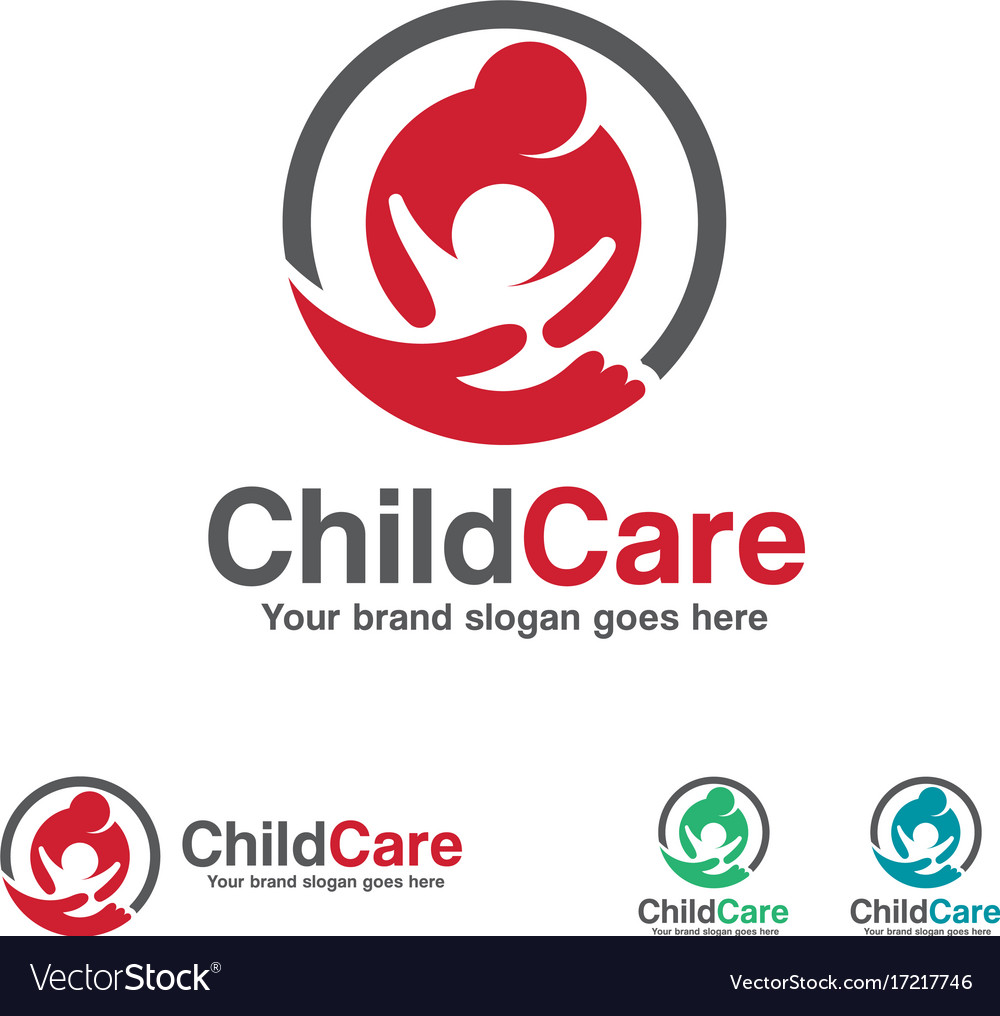 Download Child care logo mother and kid with hand symbol Vector Image