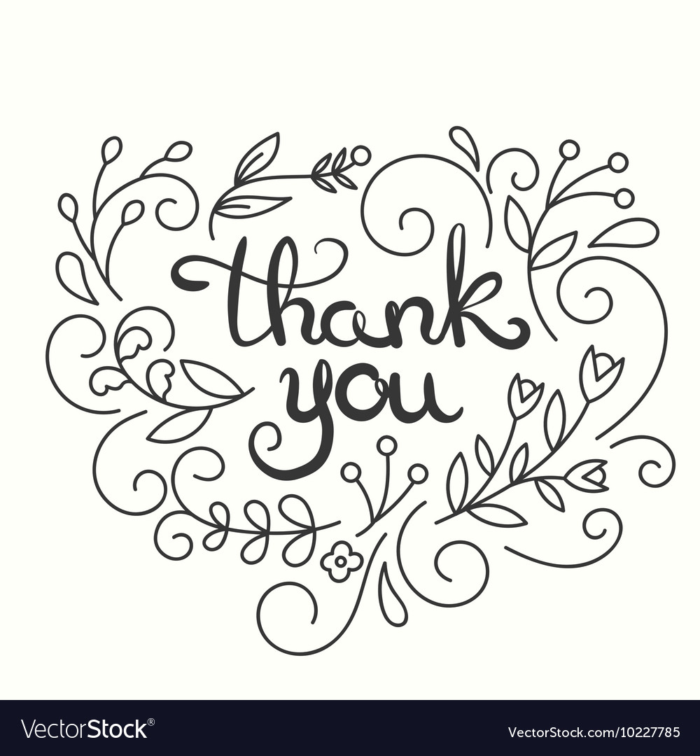 Thank you card Hand drawn lettering design Vector Image Thank you card Hand drawn lettering design Vector Image