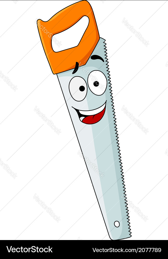 Cartoon hand saw tool with smile Royalty Free Vector Image