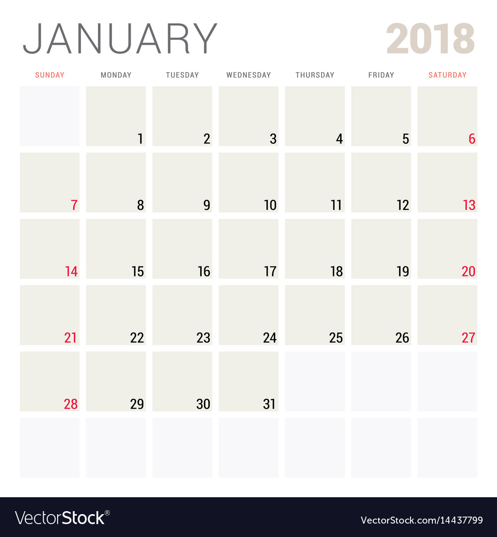 Calendar Planner Design : January calendar planner design template vector image Calendar Planner Design : January calendar planner design template vector image